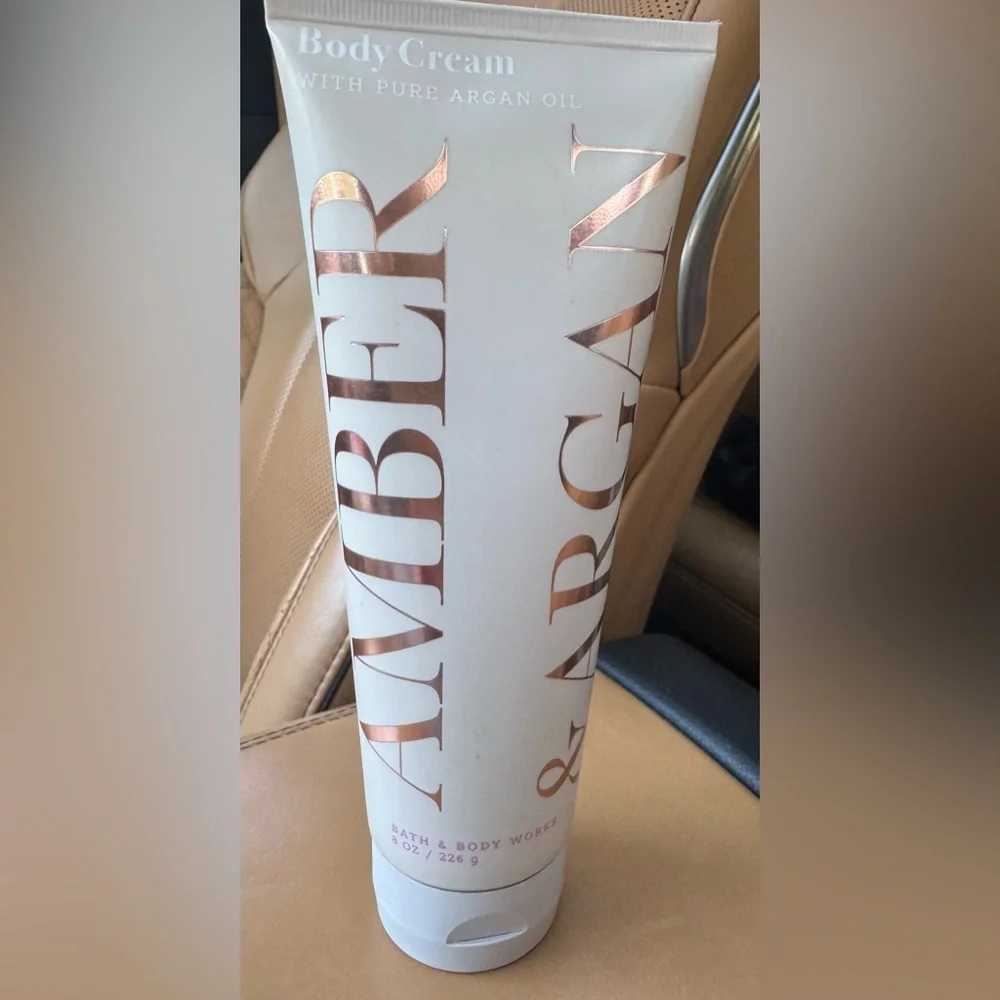 Bath & Body Works Amber & Argan Body Cream 8 oz Retired Rare Scent New - Picture 2 of 4